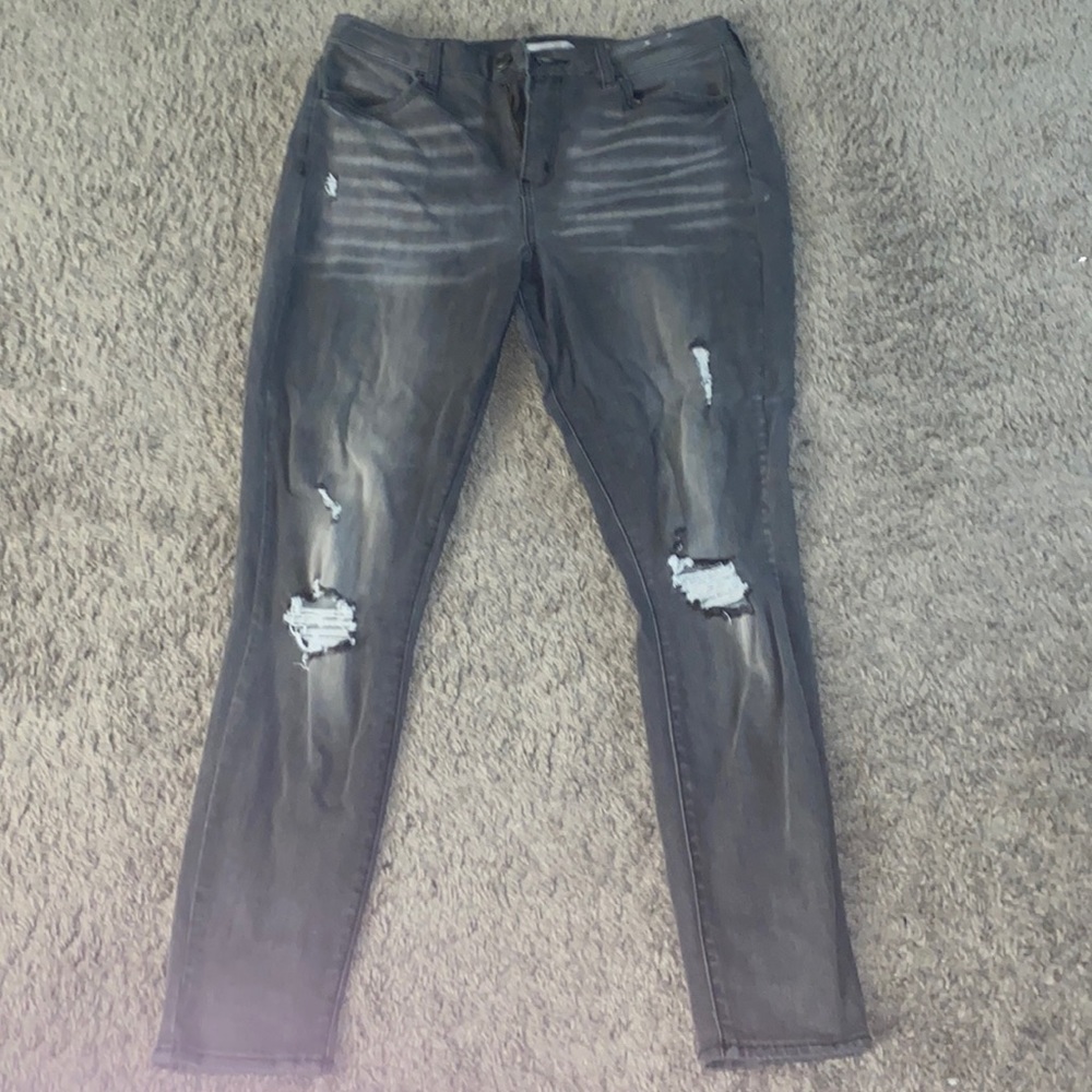 Gray distressed jeans